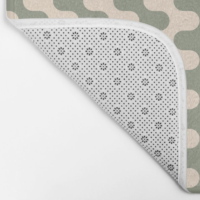 Retro Mid Century Modern Waves in Sage Green Bath Mat Gallery Image 2