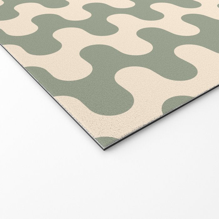 Retro Mid Century Modern Waves in Sage Green Welcome Mat Gallery Image 2