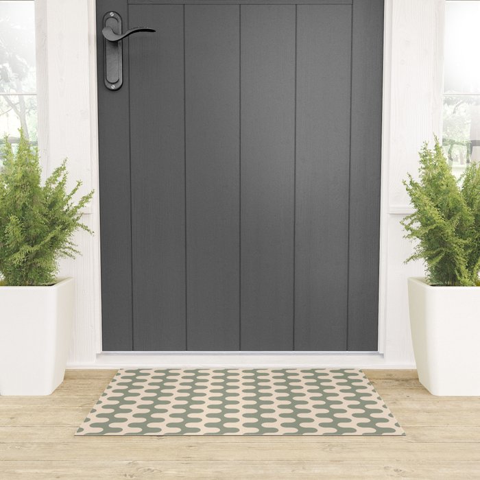 Retro Mid Century Modern Waves in Sage Green Welcome Mat Gallery Image 3