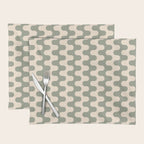Retro Mid Century Modern Waves in Sage Green Placemat Gallery Image 1