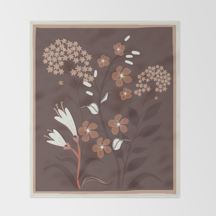 Floral Mocha 2 Throw Blanket Gallery Image 2