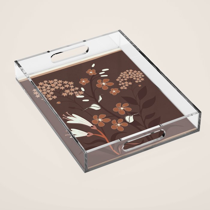 Floral Mocha 2 Acrylic Tray Gallery Image 1