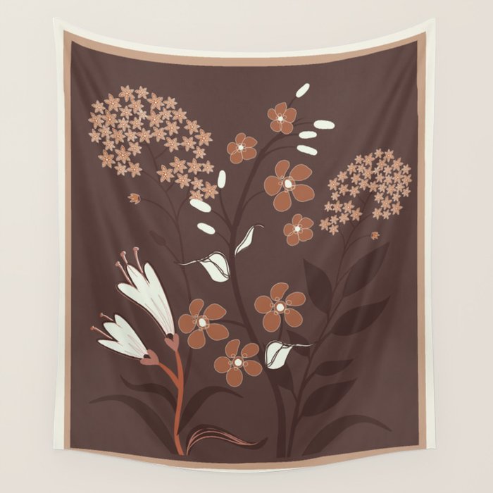 Floral Mocha 2 Wall Tapestry Gallery Image 4