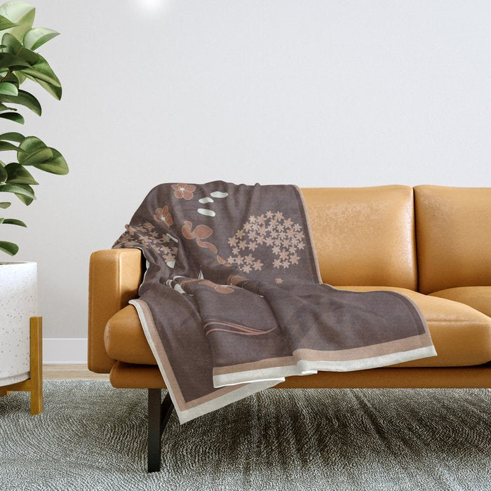 Floral Mocha 2 Throw Blanket Gallery Image 1