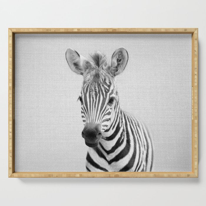 Baby Zebra - Black & White Serving Tray Gallery Image 1