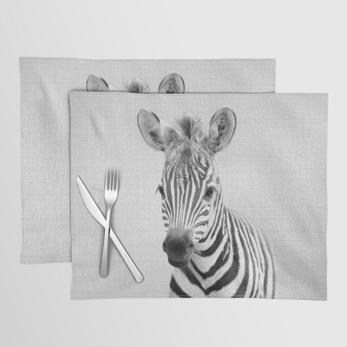 Baby Zebra - Black & White Placemat Gallery Image 1