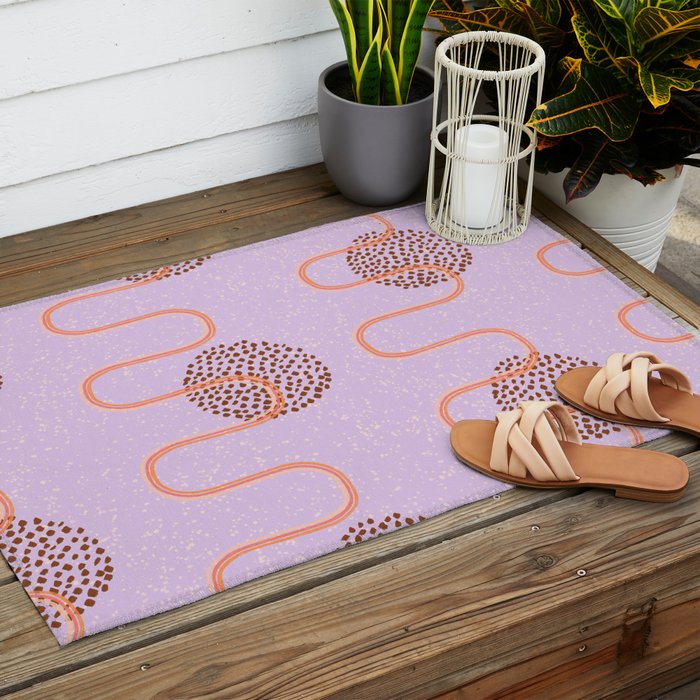 Abstract Fields in Lavender & Brown Outdoor Rug Gallery Image 2
