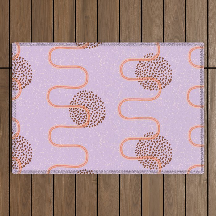 Abstract Fields in Lavender & Brown Outdoor Rug Gallery Image 1