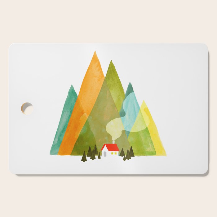 House at the foot of the mountains Cutting Board Gallery Image 1