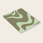 Retro Liquid Swirl Contemporary Abstract Pattern 2 in Olive Celadon Sage Green Notebook Gallery Image 2