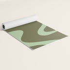 Retro Liquid Swirl Contemporary Abstract Pattern 2 in Olive Celadon Sage Green Yoga Mat Gallery Image 2