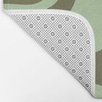 Retro Liquid Swirl Contemporary Abstract Pattern 2 in Olive Celadon Sage Green Bath Mat Gallery Image 2