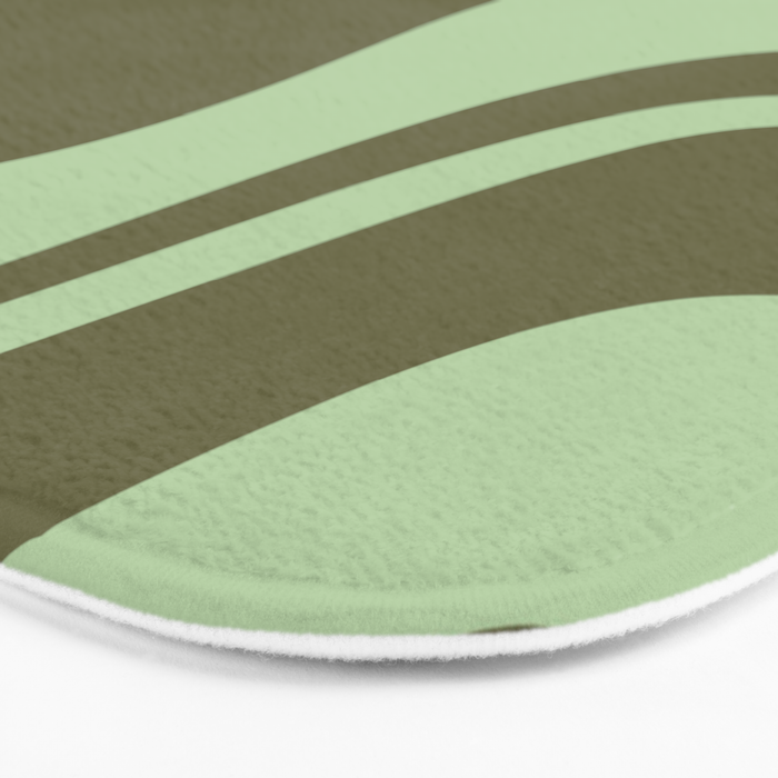 Retro Liquid Swirl Contemporary Abstract Pattern 2 in Olive Celadon Sage Green Bath Mat Gallery Image 3