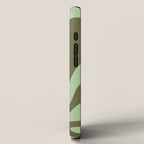 Retro Liquid Swirl Contemporary Abstract Pattern 2 in Olive Celadon Sage Green iPhone Case Gallery Image 2