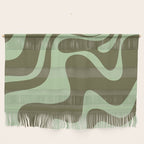 Retro Liquid Swirl Contemporary Abstract Pattern 2 in Olive Celadon Sage Green Wall Hanging Gallery Image 1