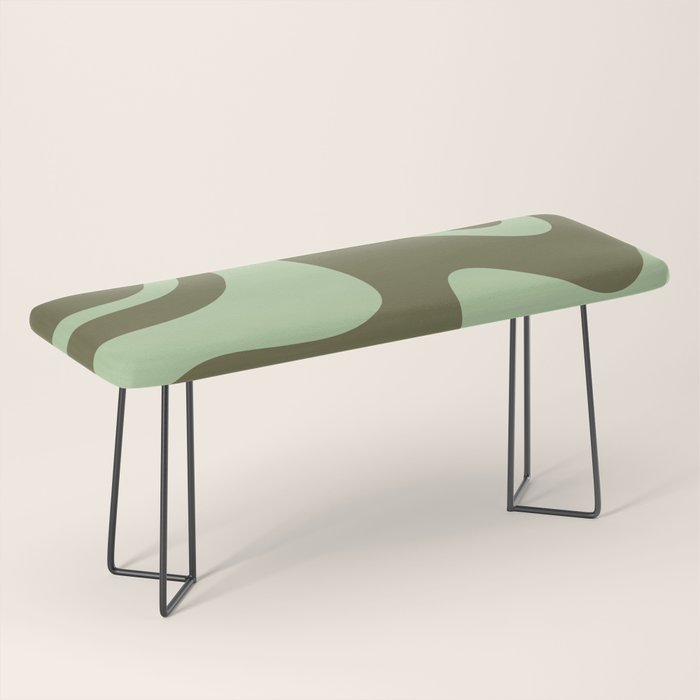 Retro Liquid Swirl Contemporary Abstract Pattern 2 in Olive Celadon Sage Green Bench Gallery Image 1