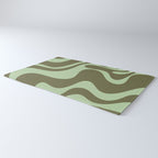 Retro Liquid Swirl Contemporary Abstract Pattern 2 in Olive Celadon Sage Green Rug Gallery Image 3