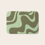 Retro Liquid Swirl Contemporary Abstract Pattern 2 in Olive Celadon Sage Green Bath Mat Gallery Image 1