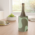 Retro Liquid Swirl Contemporary Abstract Pattern 2 in Olive Celadon Sage Green Wine Chiller Gallery Image 4
