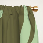 Retro Liquid Swirl Contemporary Abstract Pattern 2 in Olive Celadon Sage Green Window Curtain Gallery Image 2