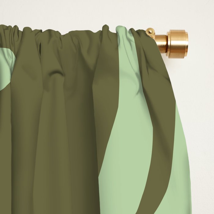 Retro Liquid Swirl Contemporary Abstract Pattern 2 in Olive Celadon Sage Green Window Curtain Gallery Image 2