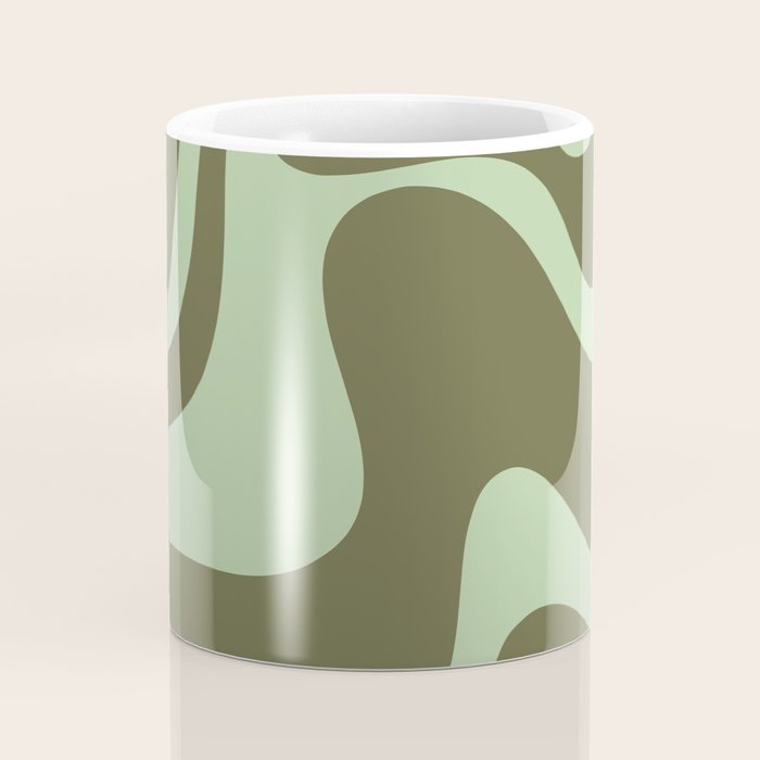 Retro Liquid Swirl Contemporary Abstract Pattern 2 in Olive Celadon Sage Green Coffee Mug Gallery Image 4