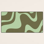 Retro Liquid Swirl Contemporary Abstract Pattern 2 in Olive Celadon Sage Green Desk Mat Gallery Image 3