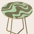 Retro Liquid Swirl Contemporary Abstract Pattern 2 in Olive Celadon Sage Green Side Table Gallery Image 2