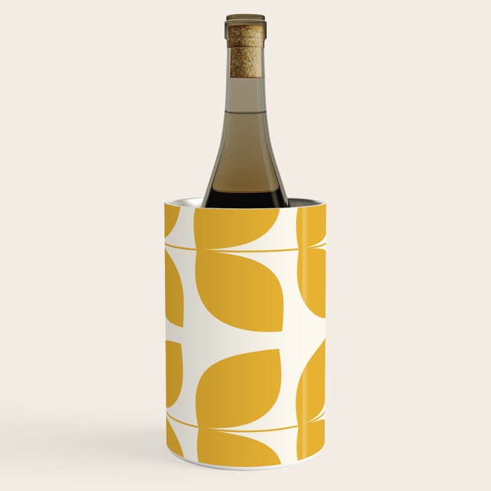Mid Century Modern Leaves Yellow #society6 #buyart  Wine Chiller Gallery Image 1