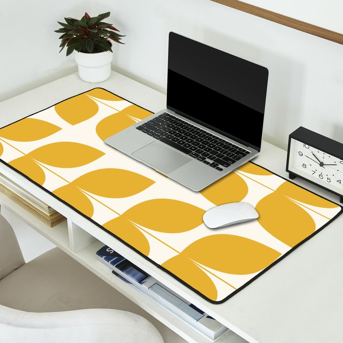 Mid Century Modern Leaves Yellow #society6 #buyart  Desk Mat Gallery Image 2