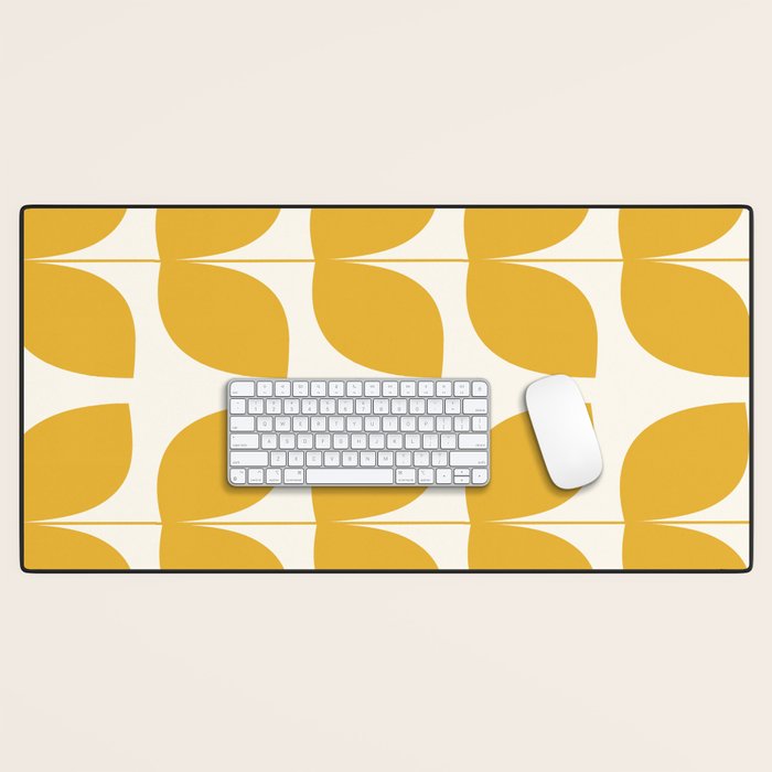 Mid Century Modern Leaves Yellow #society6 #buyart  Desk Mat Gallery Image 1