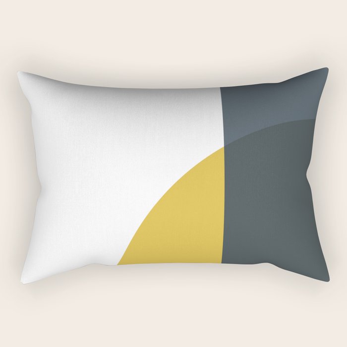 Minimalist Abstract Geometric in Mustard Yellow, Navy Blue, and White Rectangular Pillow Gallery Image 1
