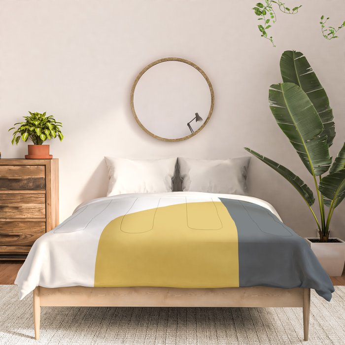 Minimalist Abstract Geometric in Mustard Yellow, Navy Blue, and White Comforter Gallery Image 3