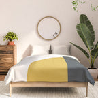 Minimalist Abstract Geometric in Mustard Yellow, Navy Blue, and White Comforter Gallery Image 3