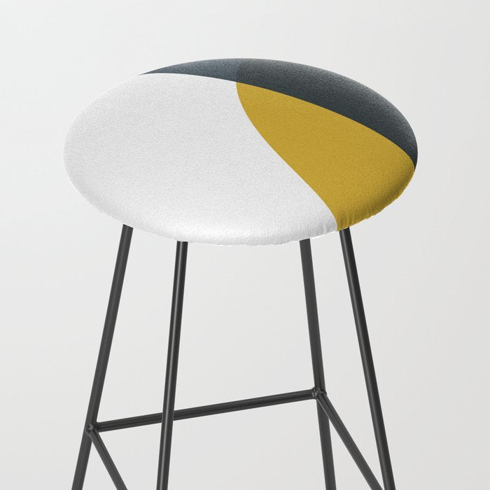 Minimalist Abstract Geometric in Mustard Yellow, Navy Blue, and White Stool Gallery Image 2