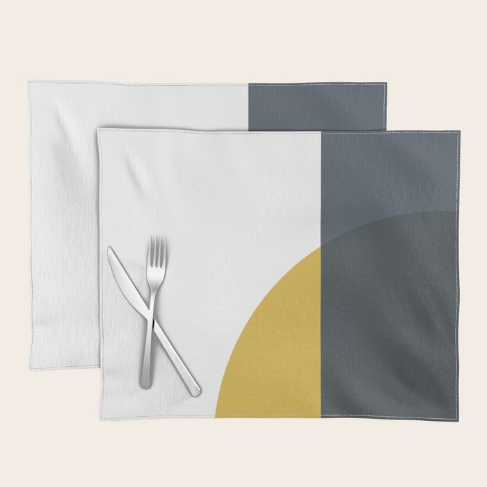 Minimalist Abstract Geometric in Mustard Yellow, Navy Blue, and White Placemat Gallery Image 1