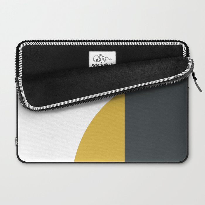 Minimalist Abstract Geometric in Mustard Yellow, Navy Blue, and White Laptop Sleeve Gallery Image 2