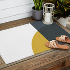 Minimalist Abstract Geometric in Mustard Yellow, Navy Blue, and White Outdoor Rug Gallery Image 2