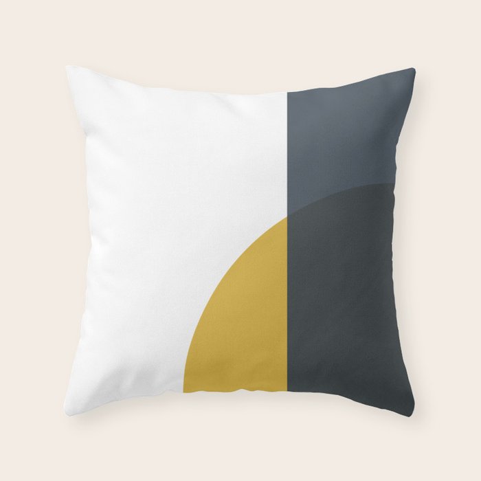 Minimalist Abstract Geometric in Mustard Yellow, Navy Blue, and White Throw Pillow Gallery Image 6