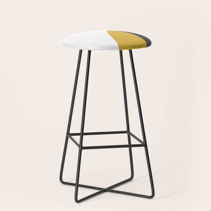 Minimalist Abstract Geometric in Mustard Yellow, Navy Blue, and White Stool Gallery Image 1