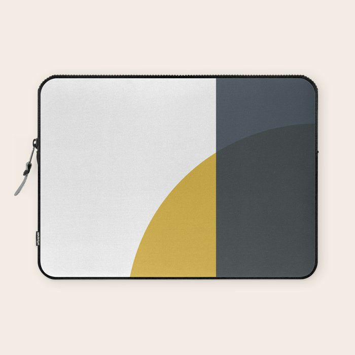 Minimalist Abstract Geometric in Mustard Yellow, Navy Blue, and White Laptop Sleeve Gallery Image 1