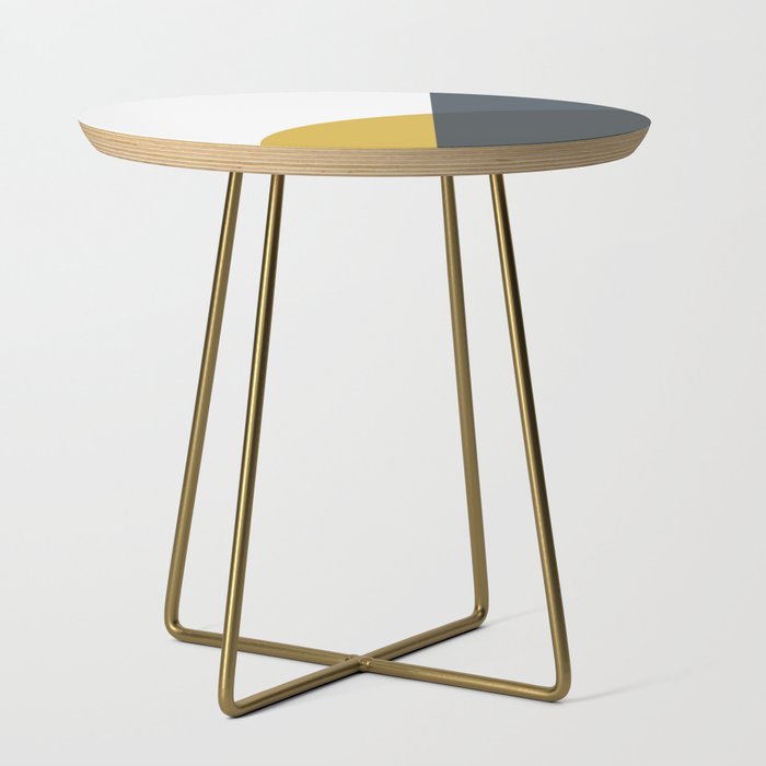 Minimalist Abstract Geometric in Mustard Yellow, Navy Blue, and White Side Table Gallery Image 1