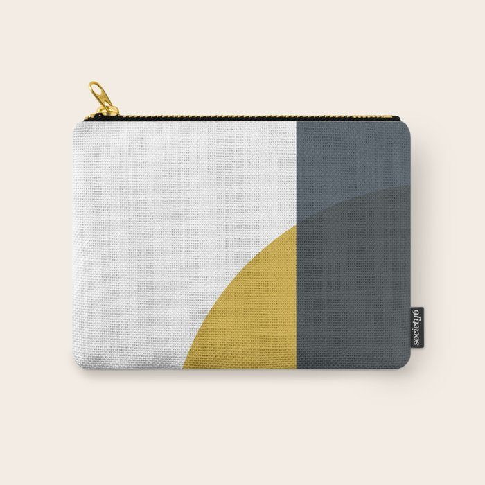 Minimalist Abstract Geometric in Mustard Yellow, Navy Blue, and White Carry All Pouch Gallery Image 1