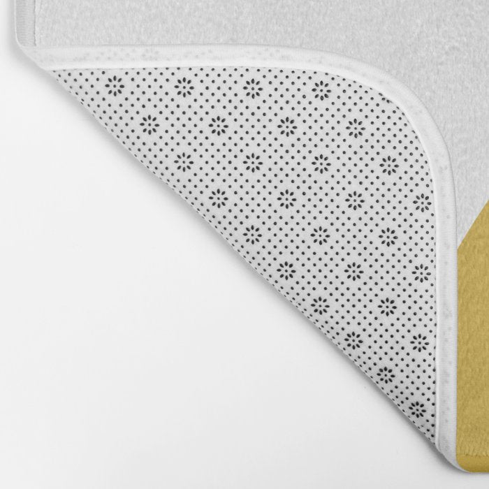 Minimalist Abstract Geometric in Mustard Yellow, Navy Blue, and White Bath Mat Gallery Image 2