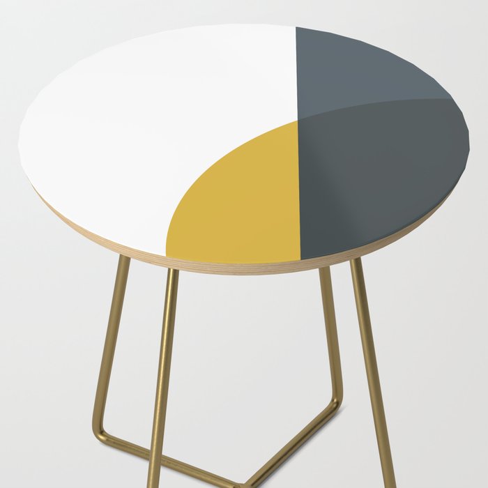 Minimalist Abstract Geometric in Mustard Yellow, Navy Blue, and White Side Table Gallery Image 2