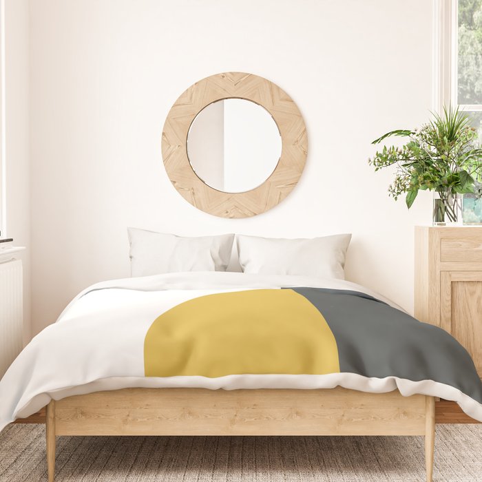Minimalist Abstract Geometric in Mustard Yellow, Navy Blue, and White Duvet Cover Gallery Image 3