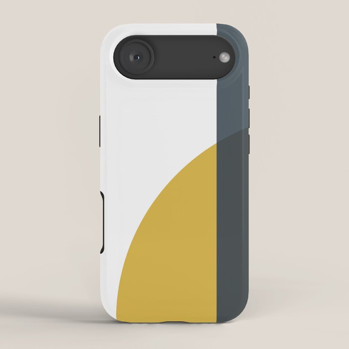 Minimalist Abstract Geometric in Mustard Yellow, Navy Blue, and White iPhone Case Gallery Image 2