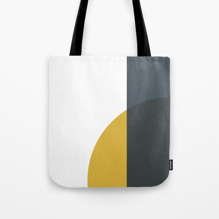Minimalist Abstract Geometric in Mustard Yellow, Navy Blue, and White Tote Bag Gallery Image 1