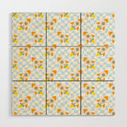 Space rocket cartoon checkered pattern Wood Wall Art Gallery Image 1