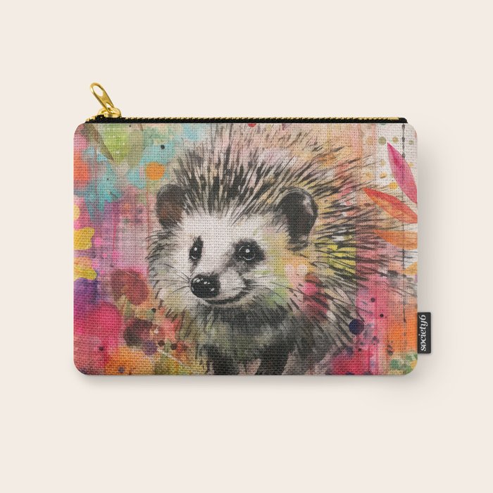 Colorful Hedgehoog Garden Indian Summer Flora And Wildlife Carry All Pouch Gallery Image 1
